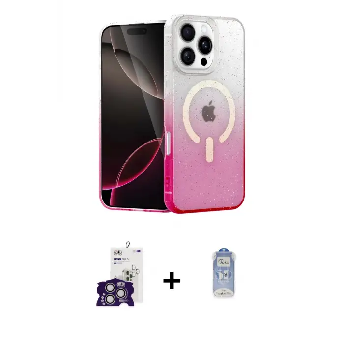 ieg™ iPhone 16 Pro Max Kılıf Eksen Minimal Özel Seri - Siyah Joko Magic 5D Cam + Bilvis Titan Kamera Lens - GS