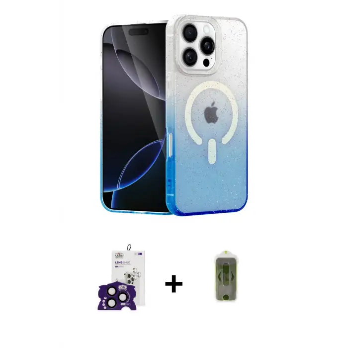 ieg™ iPhone 16 Pro Max Kılıf Eksen Minimal Özel Seri - Siyah Joko Magic 5D Hayalet Cam + Bilvis Titan Kamera Lens - SH