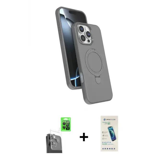ieg™ iPhone 16 Pro Max Kılıf İz Işık Koleksiyonu - Şeffaf Pasifik Cam Ekran Koruyucu + Raze Metal Kamera Lens - SH