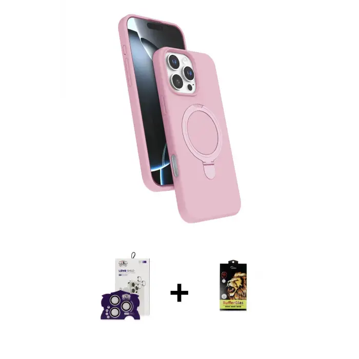 ieg™ iPhone 16 Pro Max Kılıf İz Işık Koleksiyonu - Siyah Buffer Cam Ekran Koruyucu + Bilvis Titan Kamera Lens - GS