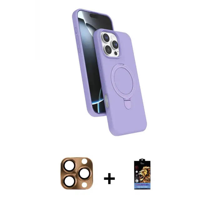 ieg™ iPhone 16 Pro Max Kılıf İz Işık Koleksiyonu - Siyah Buffer Hayalet Cam Ekran Koruyucu + Pers Alüminyum Kamera Lens - CLTM