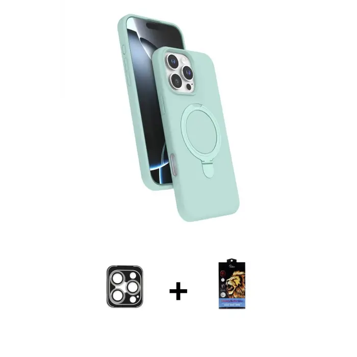 ieg™ iPhone 16 Pro Max Kılıf İz Işık Koleksiyonu - Siyah Buffer Hayalet Cam Ekran Koruyucu + PVD Metal Kamera Lens - GS