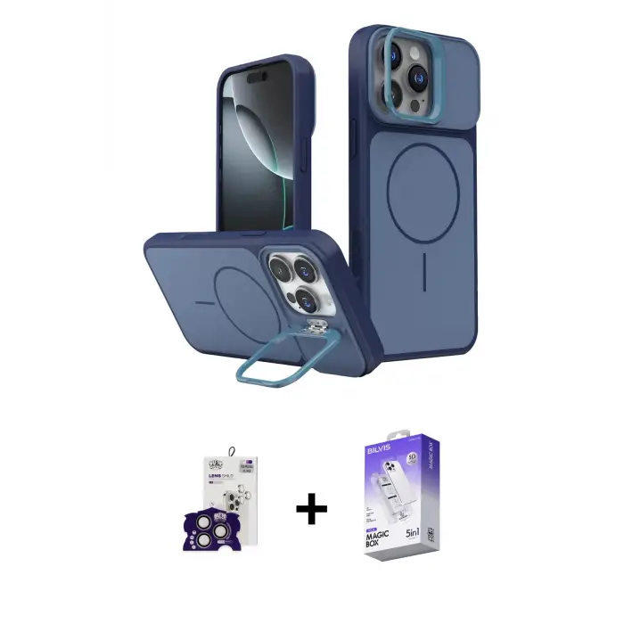 ieg™ iPhone 16 Pro Max Kılıf İz Modern Prime - Siyah Bilvis 5in1 3D Magic Cam Ekran Koruyucu + Bilvis Titan Kamera Lens - TMGI