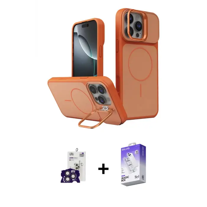 ieg™ iPhone 16 Pro Max Kılıf İz Modern Prime - Siyah Bilvis 5in1 3D Magic Cam Ekran Koruyucu + Bilvis Titan Kamera Lens - TMGI