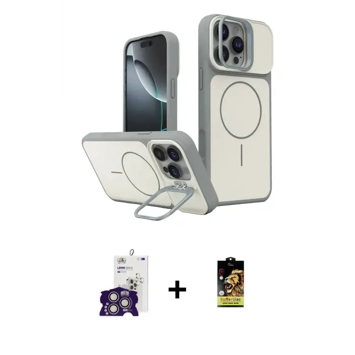 ieg™ iPhone 16 Pro Max Kılıf İz Modern Prime - Siyah Buffer Cam Ekran Koruyucu + Bilvis Titan Kamera Lens - GS