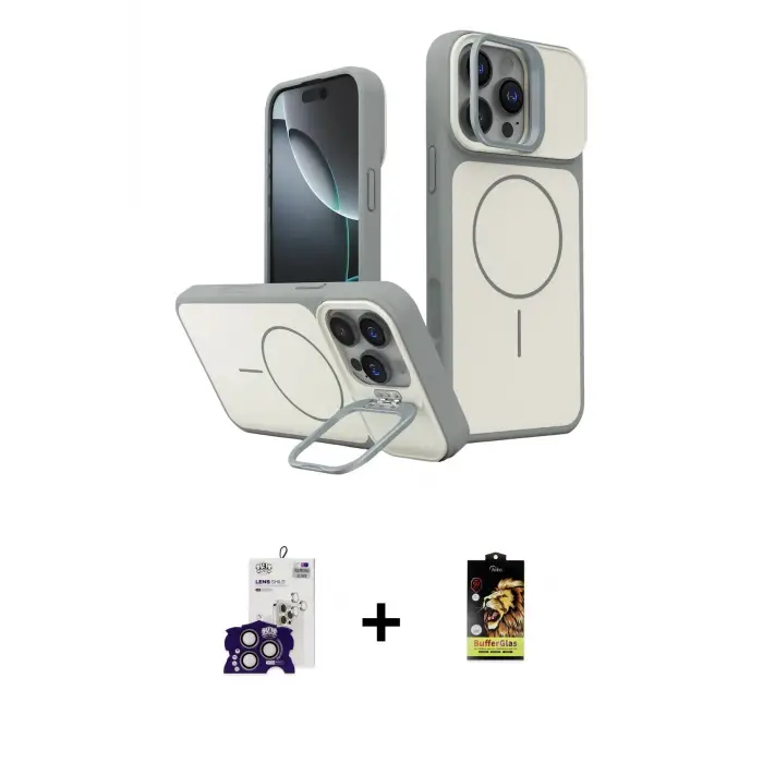 ieg™ iPhone 16 Pro Max Kılıf İz Modern Prime - Siyah Buffer Cam Ekran Koruyucu + Bilvis Titan Kamera Lens - TMGI