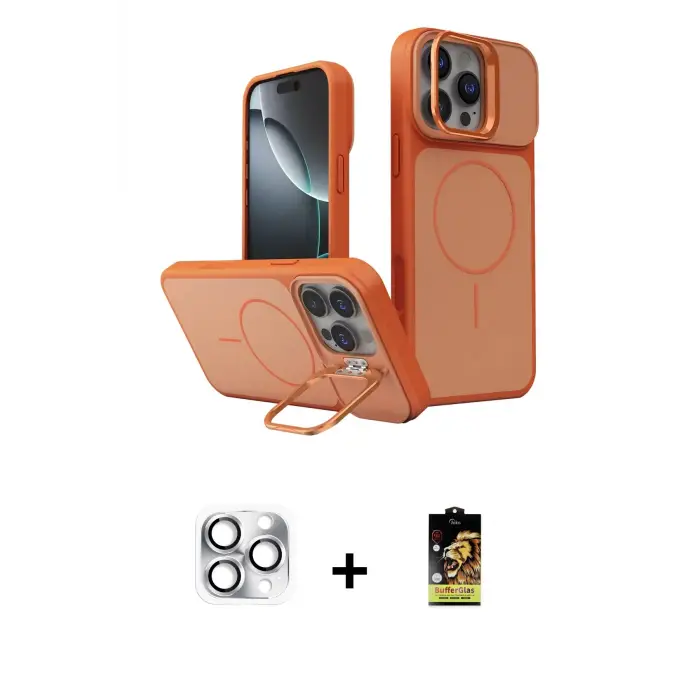ieg™ iPhone 16 Pro Max Kılıf İz Modern Prime - Siyah Buffer Cam Ekran Koruyucu + Pers Alüminyum Kamera Lens - GS
