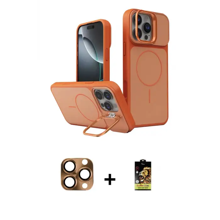 ieg™ iPhone 16 Pro Max Kılıf İz Modern Prime - Siyah Buffer Cam Ekran Koruyucu + Pers Alüminyum Kamera Lens - CLTM