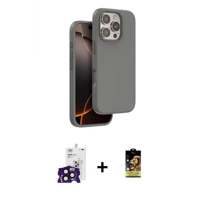 ieg™ iPhone 16 Pro Max Kılıf Kıvılcım Çizgi Serisi - Siyah Buffer Cam Ekran Koruyucu + Bilvis Titan Kamera Lens - SH