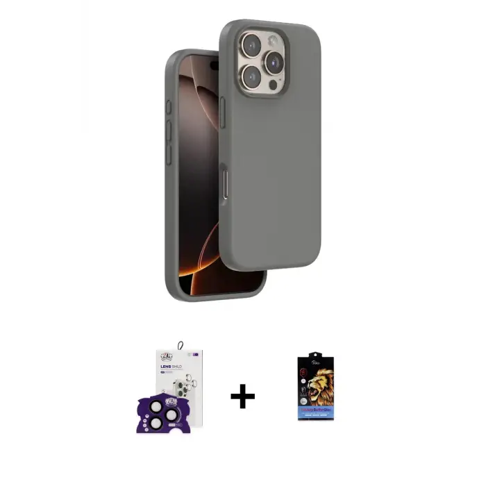 ieg™ iPhone 16 Pro Max Kılıf Kıvılcım Çizgi Serisi - Siyah Buffer Hayalet Cam Ekran Koruyucu + Bilvis Titan Kamera Lens - SH