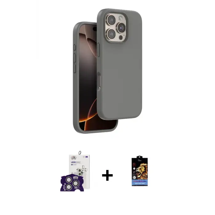 ieg™ iPhone 16 Pro Max Kılıf Kıvılcım Çizgi Serisi - Siyah Buffer Hayalet Cam Ekran Koruyucu + Bilvis Titan Kamera Lens - GS