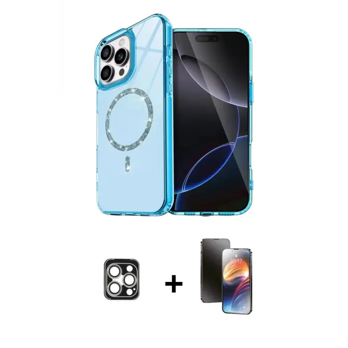 ieg™ iPhone 16 Pro Max Kılıf Kıvılcım Form Prime - Siyah 3D Antistatik Mat Seramik Nano Ekran Koruyucu + PVD Metal Kamera Lens - GS