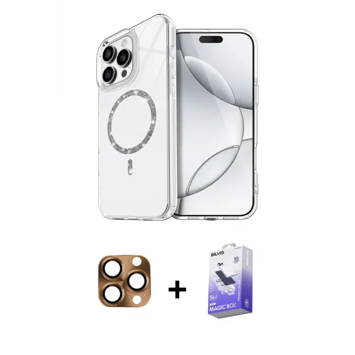 ieg™ iPhone 16 Pro Max Kılıf Kıvılcım Form Prime - Siyah Bilvis 5in1 5D Magic Hayalet Cam Ekran Koruyucu + Pers Alüminyum Kamera Lens - CLTM
