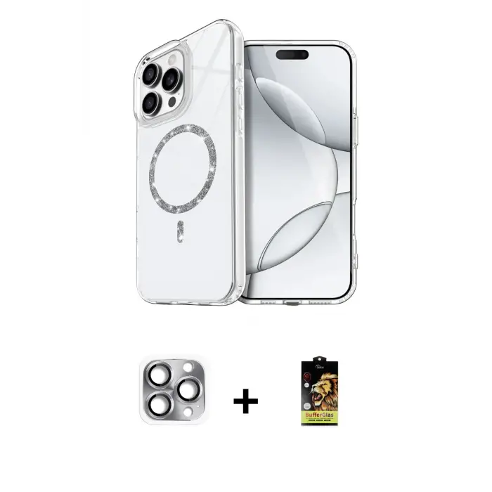 ieg™ iPhone 16 Pro Max Kılıf Kıvılcım Form Prime - Siyah Buffer Cam Ekran Koruyucu + Pers Alüminyum Kamera Lens - GI