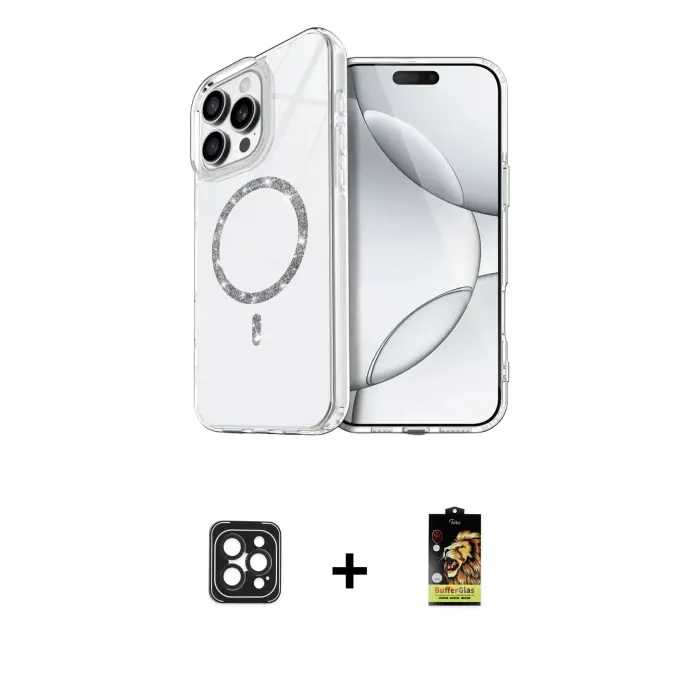 ieg™ iPhone 16 Pro Max Kılıf Kıvılcım Form Prime - Siyah Buffer Cam Ekran Koruyucu + PVD Metal Kamera Lens - SH