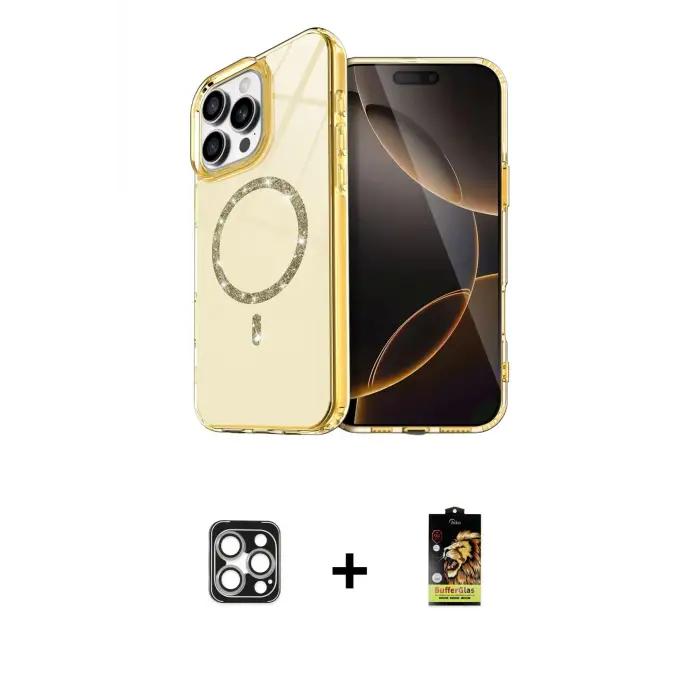 ieg™ iPhone 16 Pro Max Kılıf Kıvılcım Form Prime - Siyah Buffer Cam Ekran Koruyucu + PVD Metal Kamera Lens - GS