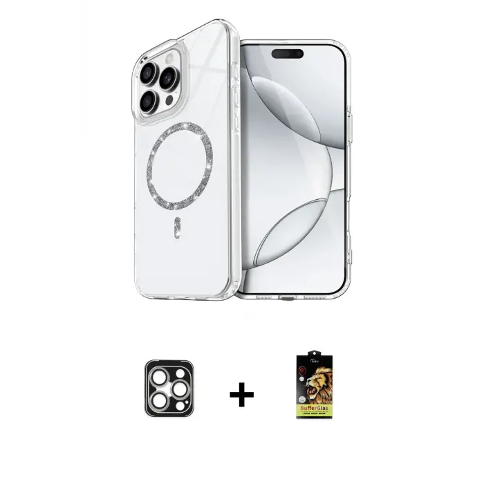 ieg™ iPhone 16 Pro Max Kılıf Kıvılcım Form Prime - Siyah Buffer Cam Ekran Koruyucu + PVD Metal Kamera Lens - GS