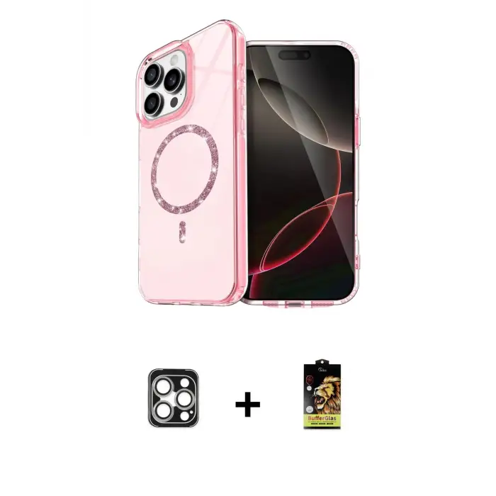 ieg™ iPhone 16 Pro Max Kılıf Kıvılcım Form Prime - Siyah Buffer Cam Ekran Koruyucu + PVD Metal Kamera Lens - GS