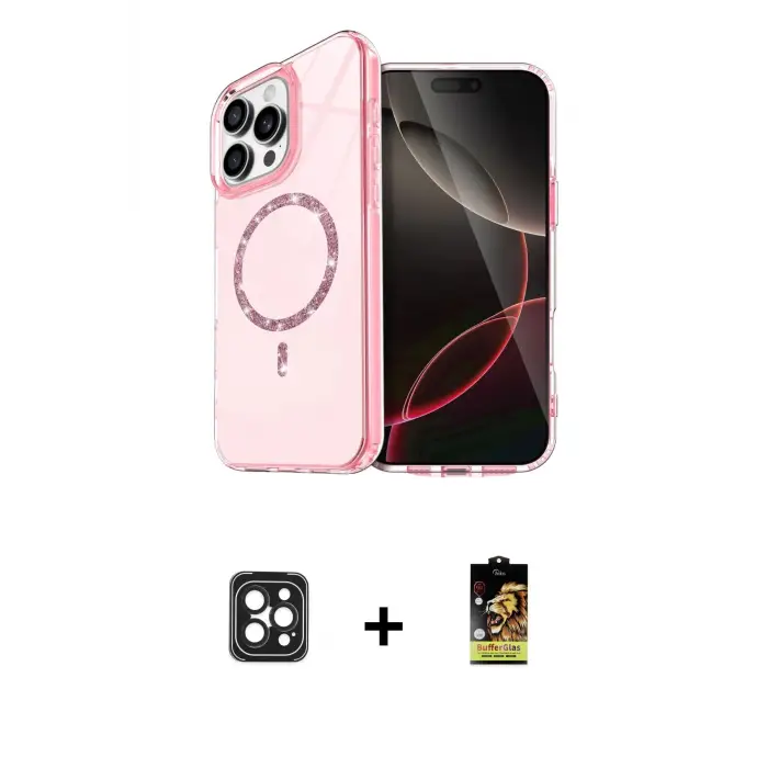 ieg™ iPhone 16 Pro Max Kılıf Kıvılcım Form Prime - Siyah Buffer Cam Ekran Koruyucu + PVD Metal Kamera Lens - SH