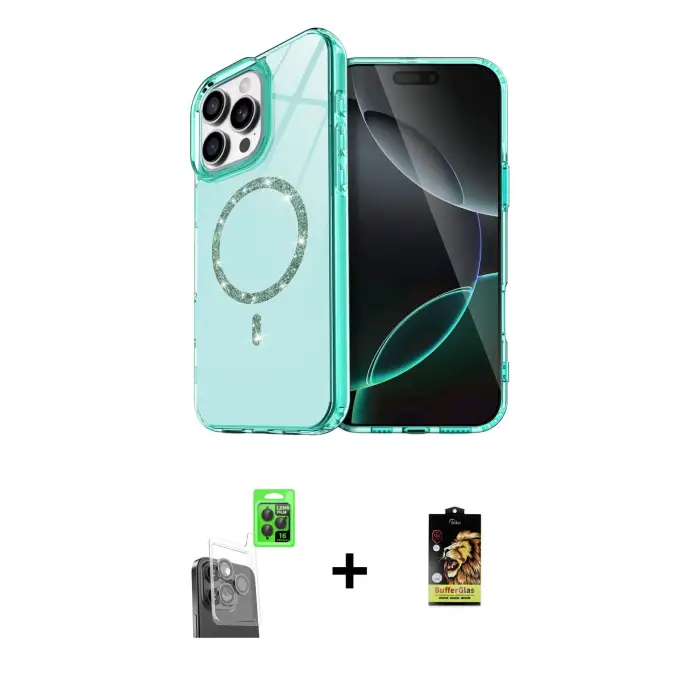 ieg™ iPhone 16 Pro Max Kılıf Kıvılcım Form Prime - Siyah Buffer Cam Ekran Koruyucu + Raze Metal Kamera Lens - SH