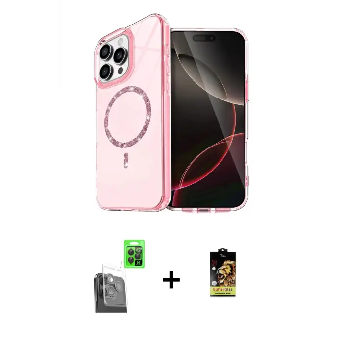 ieg™ iPhone 16 Pro Max Kılıf Kıvılcım Form Prime - Siyah Buffer Cam Ekran Koruyucu + Raze Metal Kamera Lens - SH
