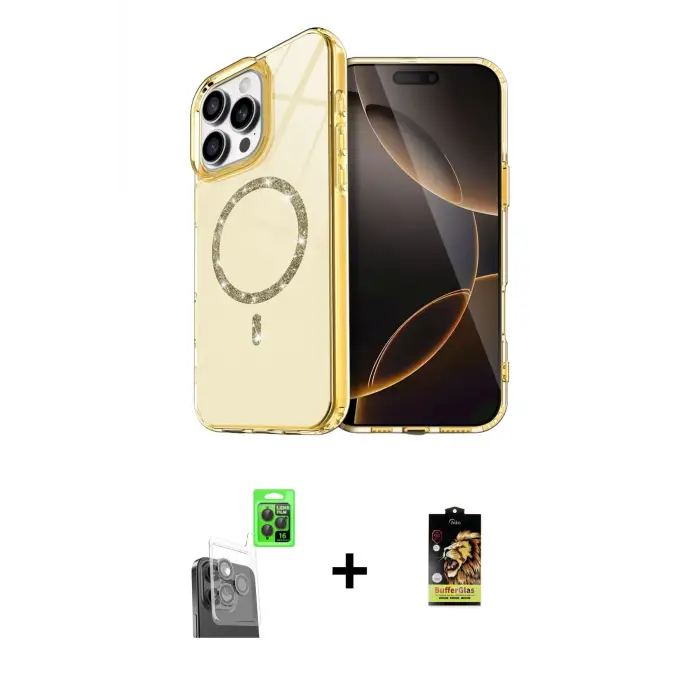 ieg™ iPhone 16 Pro Max Kılıf Kıvılcım Form Prime - Siyah Buffer Cam Ekran Koruyucu + Raze Metal Kamera Lens - SH