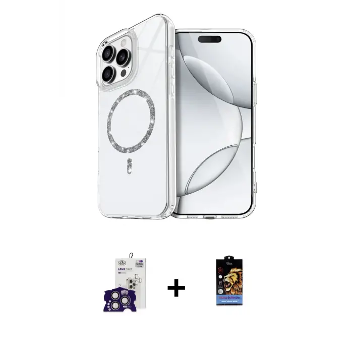 ieg™ iPhone 16 Pro Max Kılıf Kıvılcım Form Prime - Siyah Buffer Hayalet Cam Ekran Koruyucu + Bilvis Titan Kamera Lens - TMGI