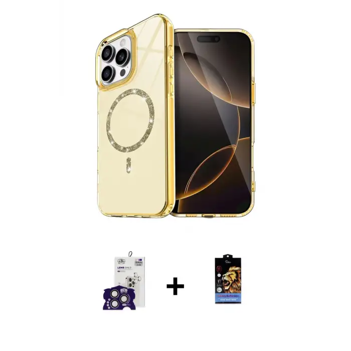 ieg™ iPhone 16 Pro Max Kılıf Kıvılcım Form Prime - Siyah Buffer Hayalet Cam Ekran Koruyucu + Bilvis Titan Kamera Lens - TMGI