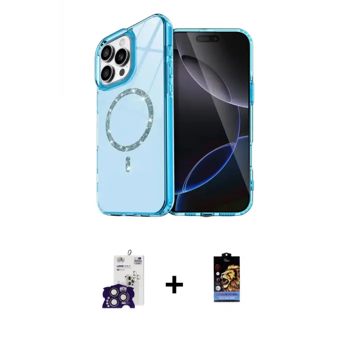 ieg™ iPhone 16 Pro Max Kılıf Kıvılcım Form Prime - Siyah Buffer Hayalet Cam Ekran Koruyucu + Bilvis Titan Kamera Lens - TMGI