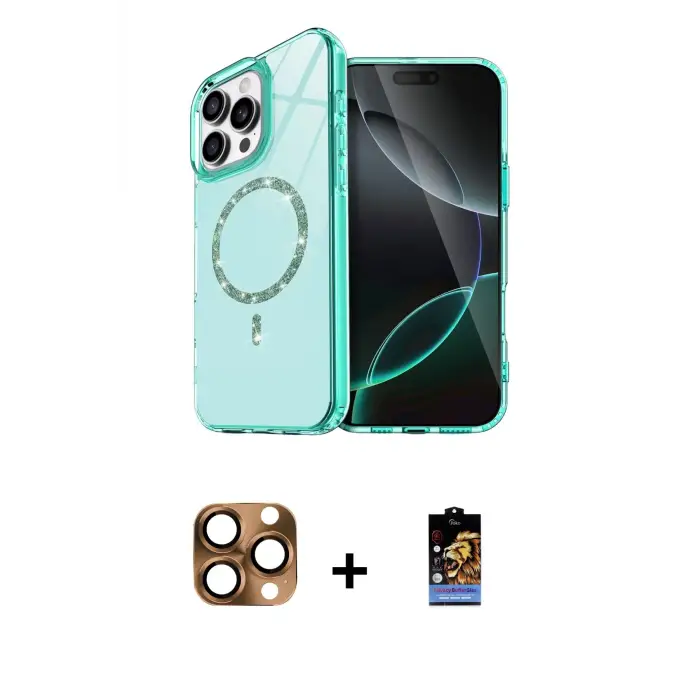 ieg™ iPhone 16 Pro Max Kılıf Kıvılcım Form Prime - Siyah Buffer Hayalet Cam Ekran Koruyucu + Pers Alüminyum Kamera Lens - CLTM