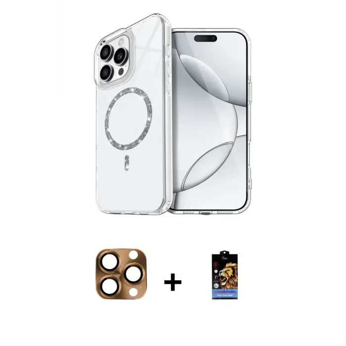 ieg™ iPhone 16 Pro Max Kılıf Kıvılcım Form Prime - Siyah Buffer Hayalet Cam Ekran Koruyucu + Pers Alüminyum Kamera Lens - CLTM