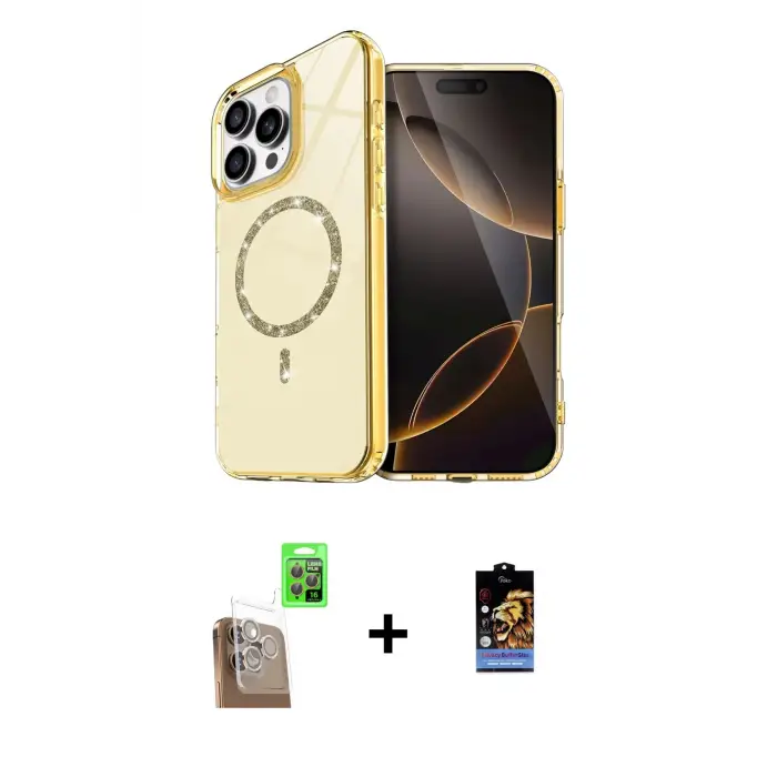 ieg™ iPhone 16 Pro Max Kılıf Kıvılcım Form Prime - Siyah Buffer Hayalet Cam Ekran Koruyucu + Raze Metal Kamera Lens - CLTM