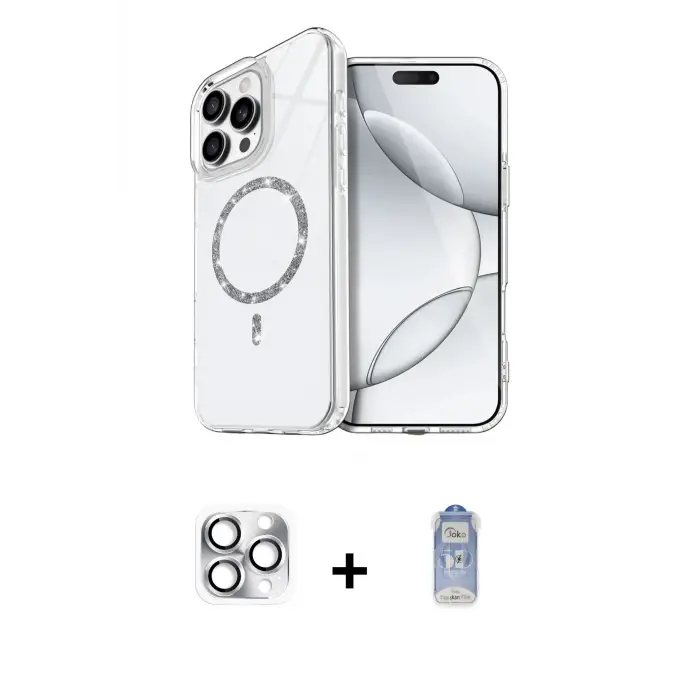 ieg™ iPhone 16 Pro Max Kılıf Kıvılcım Form Prime - Siyah Joko Magic 5D Cam + Pers Alüminyum Kamera Lens - GS