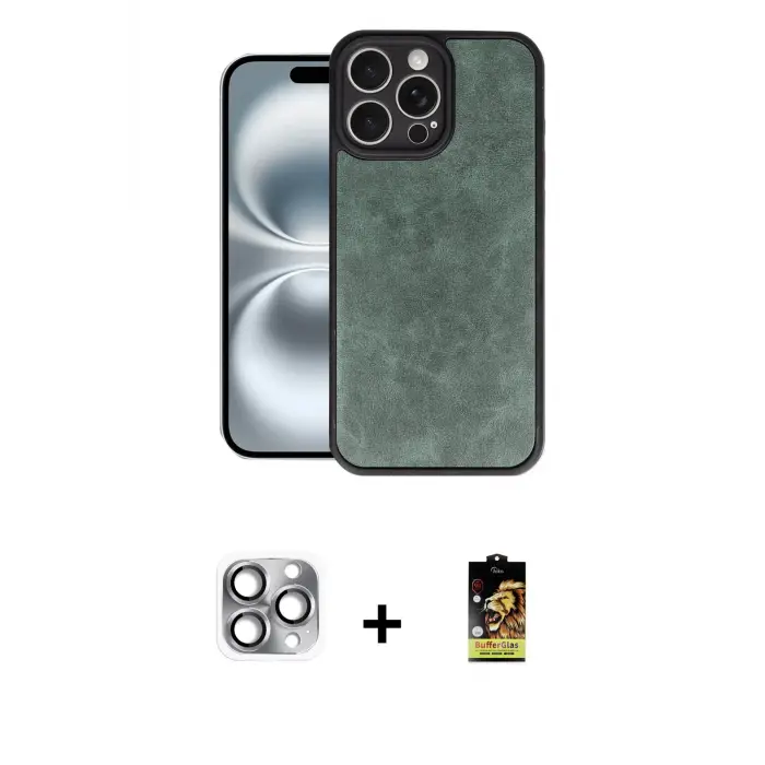 ieg™ iPhone 16 Pro Max Kılıf Kıvılcım Işık Serisi - Siyah Buffer Cam Ekran Koruyucu + Pers Alüminyum Kamera Lens - GI