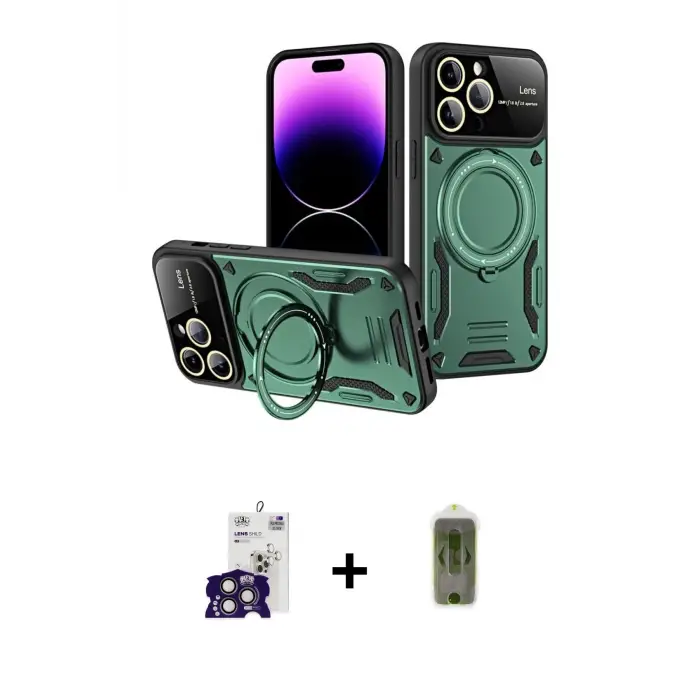 ieg™ iPhone 16 Pro Max Kılıf Kıvılcım Modern Serisi - Siyah Joko Magic 5D Hayalet Cam + Bilvis Titan Kamera Lens - TMGI