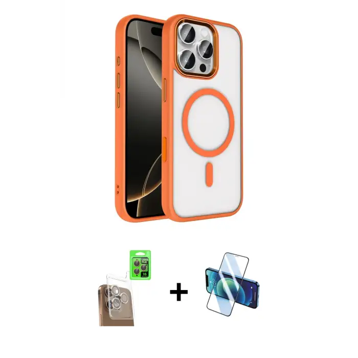 ieg™ iPhone 16 Pro Max Kılıf Kıvılcım Prime - Siyah 3D Antistatik Seramik Nano Ekran Koruyucu + Raze Metal Kamera Lens - CLTM