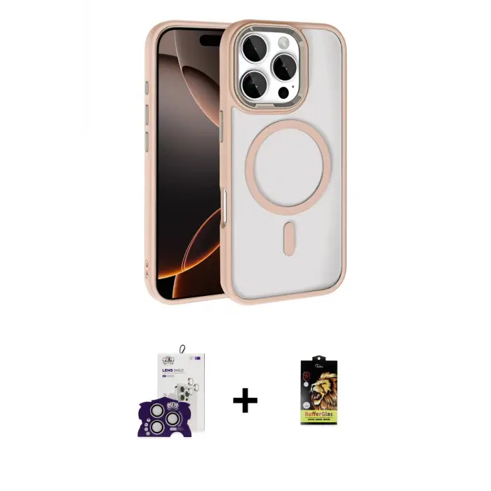 ieg™ iPhone 16 Pro Max Kılıf Kıvılcım Prime - Siyah Buffer Cam Ekran Koruyucu + Bilvis Titan Kamera Lens - GS