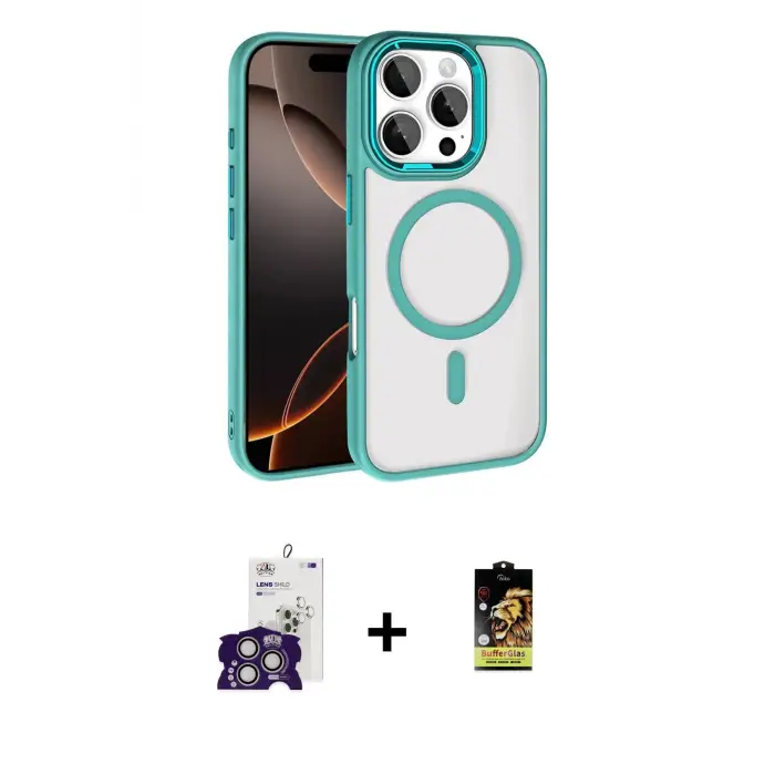 ieg™ iPhone 16 Pro Max Kılıf Kıvılcım Prime - Siyah Buffer Cam Ekran Koruyucu + Bilvis Titan Kamera Lens - GS
