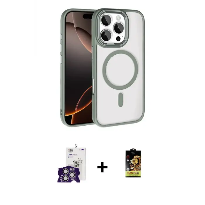 ieg™ iPhone 16 Pro Max Kılıf Kıvılcım Prime - Siyah Buffer Cam Ekran Koruyucu + Bilvis Titan Kamera Lens - GS