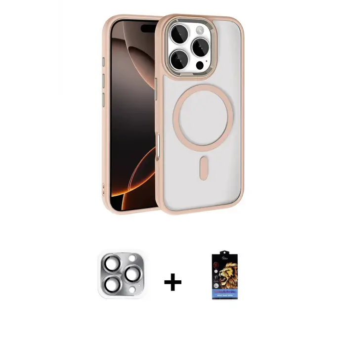 ieg™ iPhone 16 Pro Max Kılıf Kıvılcım Prime - Siyah Buffer Hayalet Cam Ekran Koruyucu + Pers Alüminyum Kamera Lens - GI