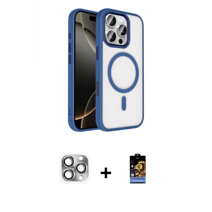 ieg™ iPhone 16 Pro Max Kılıf Kıvılcım Prime - Siyah Buffer Hayalet Cam Ekran Koruyucu + Pers Alüminyum Kamera Lens - GI