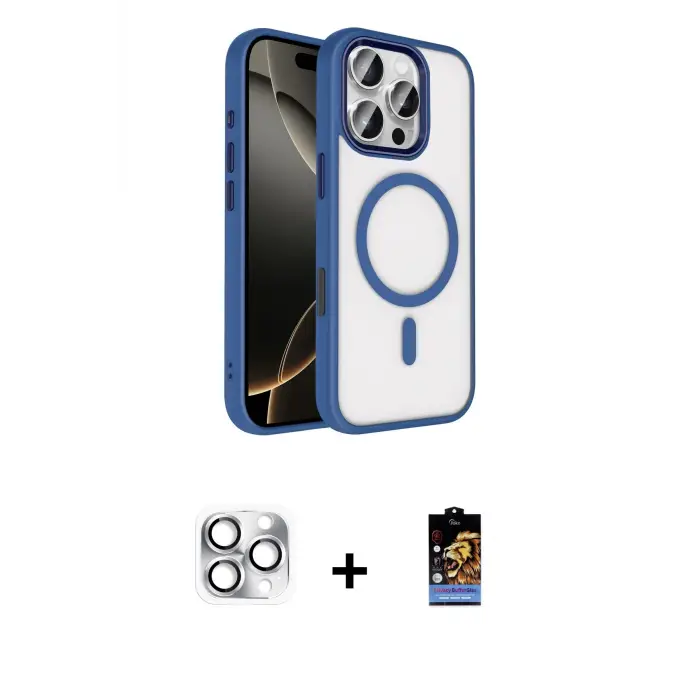 ieg™ iPhone 16 Pro Max Kılıf Kıvılcım Prime - Siyah Buffer Hayalet Cam Ekran Koruyucu + Pers Alüminyum Kamera Lens - GS