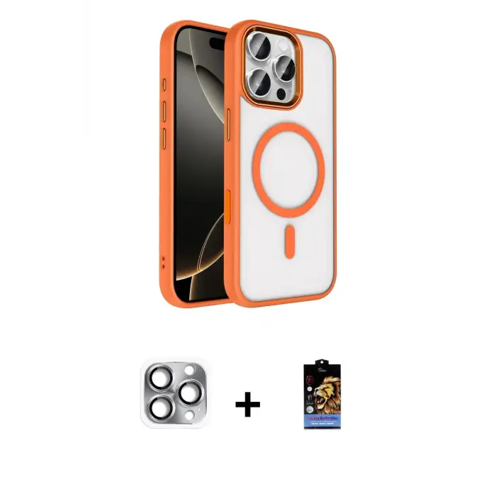ieg™ iPhone 16 Pro Max Kılıf Kıvılcım Prime - Siyah Buffer Hayalet Cam Ekran Koruyucu + Pers Alüminyum Kamera Lens - GI