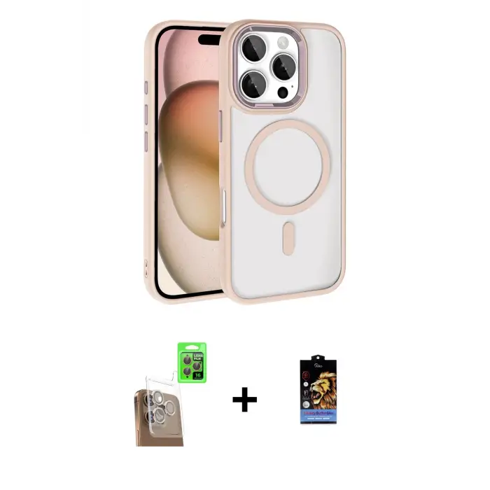 ieg™ iPhone 16 Pro Max Kılıf Kıvılcım Prime - Siyah Buffer Hayalet Cam Ekran Koruyucu + Raze Metal Kamera Lens - CLTM