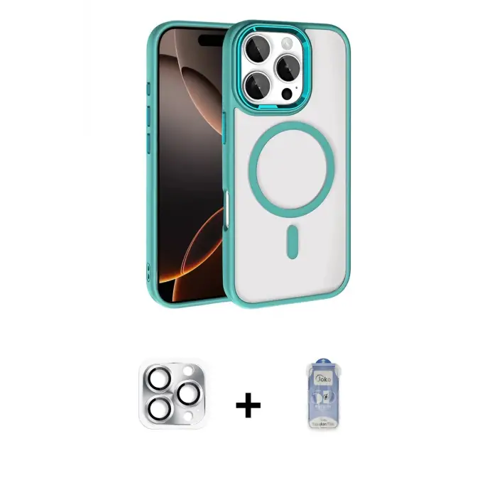ieg™ iPhone 16 Pro Max Kılıf Kıvılcım Prime - Siyah Joko Magic 5D Cam + Pers Alüminyum Kamera Lens - GS
