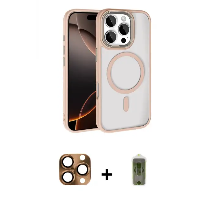 ieg™ iPhone 16 Pro Max Kılıf Kıvılcım Prime - Siyah Joko Magic 5D Hayalet Cam + Pers Alüminyum Kamera Lens - CLTM