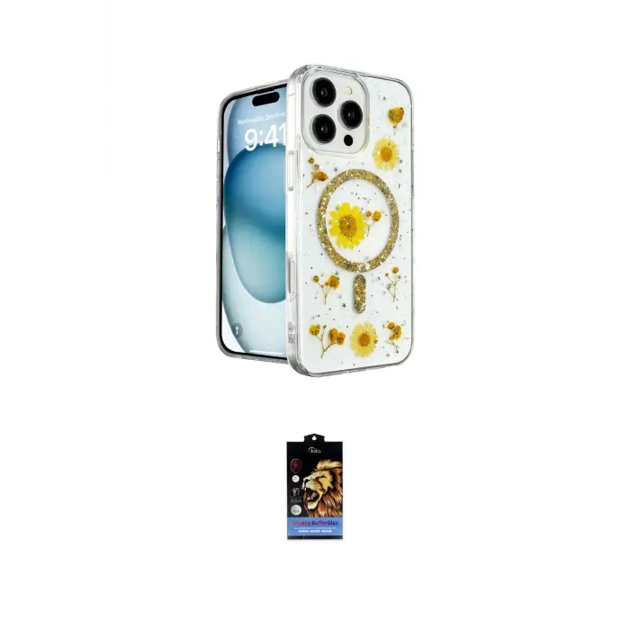 ieg™ iPhone 16 Pro Max Kılıf Kozmos Doku - Siyah Buffer Hayalet Cam Ekran Koruyucu