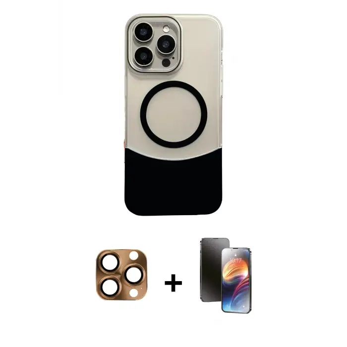 ieg™ iPhone 16 Pro Max Kılıf Kozmos Form Özel Seri - Siyah 3D Antistatik Mat Seramik Nano Ekran Koruyucu + Pers Alüminyum Kamera Lens - CLTM