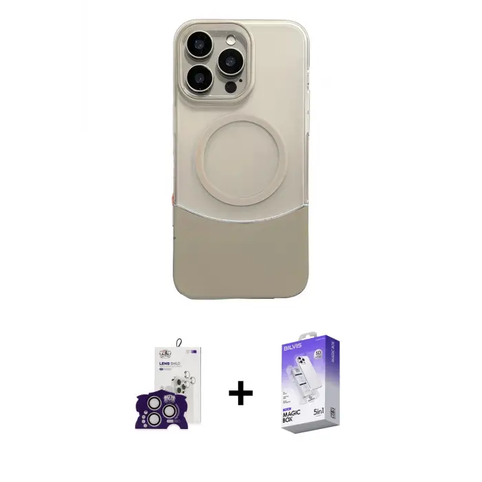 ieg™ iPhone 16 Pro Max Kılıf Kozmos Form Özel Seri - Siyah Bilvis 5in1 3D Magic Cam Ekran Koruyucu + Bilvis Titan Kamera Lens - GS