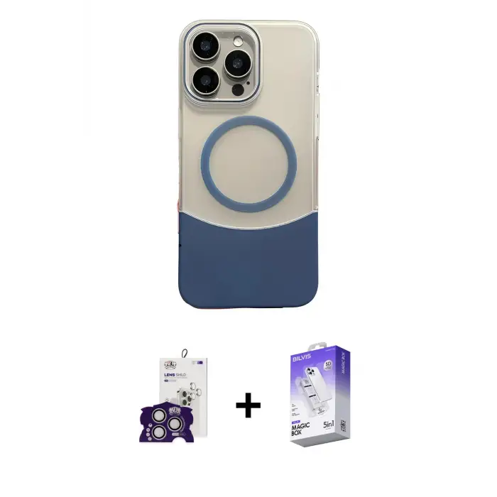 ieg™ iPhone 16 Pro Max Kılıf Kozmos Form Özel Seri - Siyah Bilvis 5in1 3D Magic Cam Ekran Koruyucu + Bilvis Titan Kamera Lens - GS